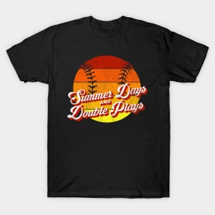 70s Style Retro Baseball Summer Days and Double Plays design graphic T-Shirt